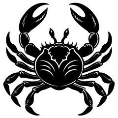 Black and White Crab Silhouette - Detailed Marine Vector Art