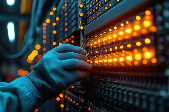 IT-Techniker bei der Serverwartung in modernen Rechenzentren