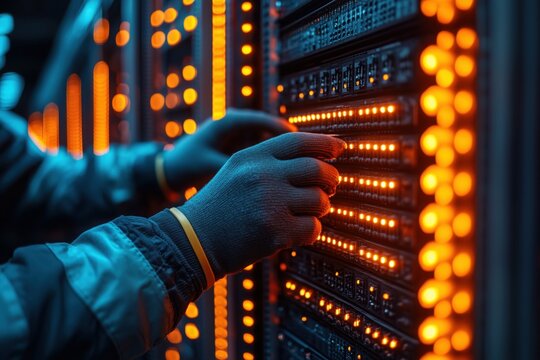IT-Techniker bei der Serverwartung in modernen Rechenzentren