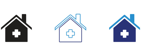 Clinic icon vector set, health clinic icon vector set isolated on white background.