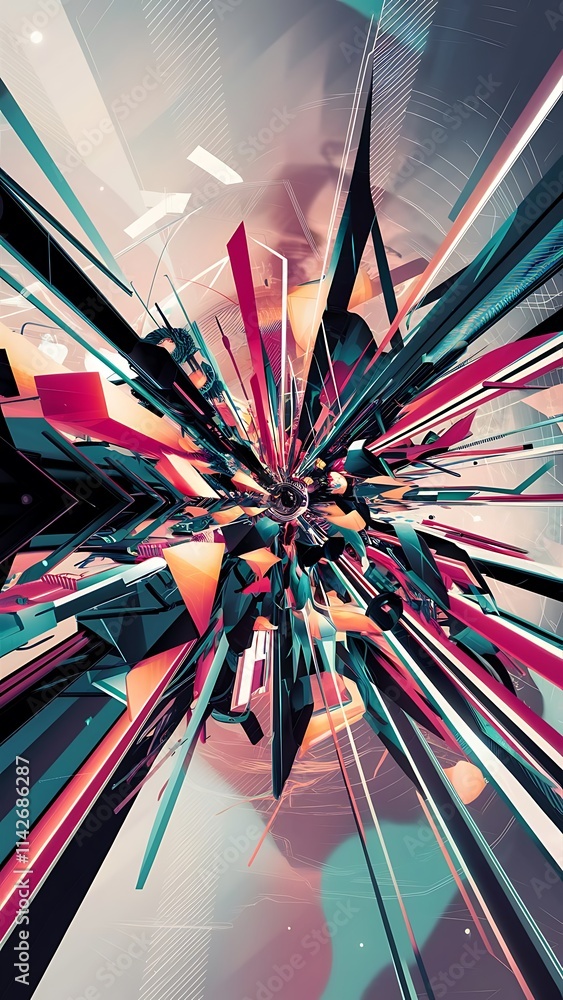 Poster abstract background with colorful geometric elements technology design