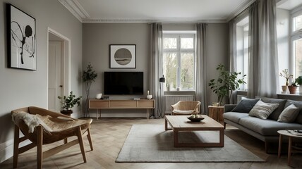 scandinavian interior design of modern room 