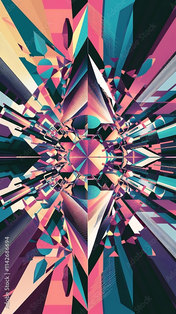 Poster abstract background with colorful geometric elements technology design