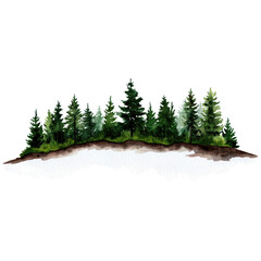 Fototapeta premium Lush Green Forest Border with Diverse Trees and Vibrant Foliage on Natural Landscape Background