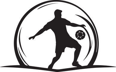 A black and white football logo type silhouette design 