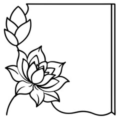 Elegant Corner Border Flower Outline Vector Illustration: Perfect for Design Projects.