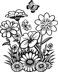 Blooming Beauties: Flower Garden Coloring Adventure for Relaxation and Creativity.
