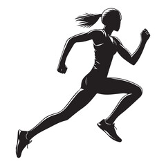 silhouette of a young woman running