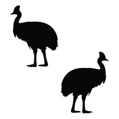 Cassowary Silhouette, Cassowary Vector Silhouette, Cassowary cartoon Silhouette, Cassowary illustration, Cassowary icon Silhouette, Cassowary Silhouette illustration