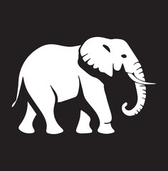 A black and white elephant logo type silhouette design