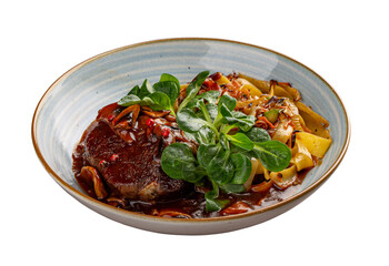 Beef meat stew with pasta