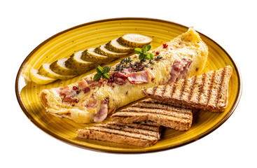 Delicious egg omelette with bacon