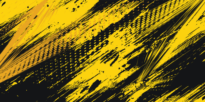 Abstract black and yellow background with tire tracks. eps 10