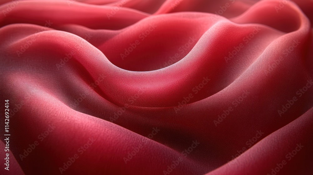 Poster a close-up view of soft, flowing red fabric creating a smooth, wavy texture.