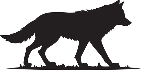 A black and white fox logo type silhouette design