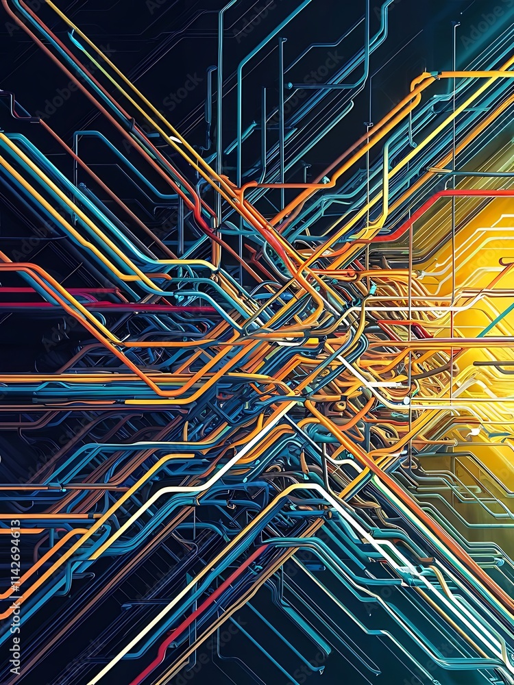 Poster abstract colorful lines vector background internet big data and technology connections concept abstr