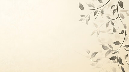 Elegant Beige Background With Gray Leaf Vines