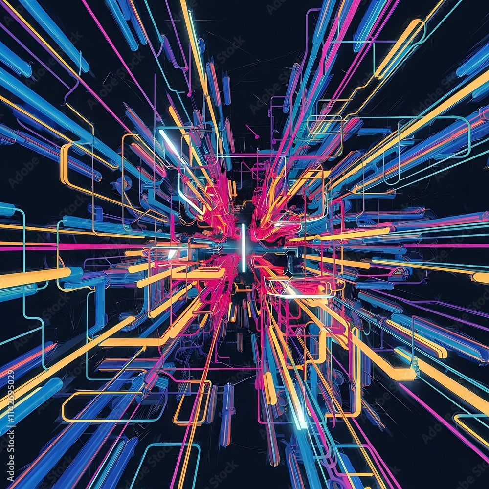 Poster abstract colorful lines vector background internet big data and technology connections concept abstr