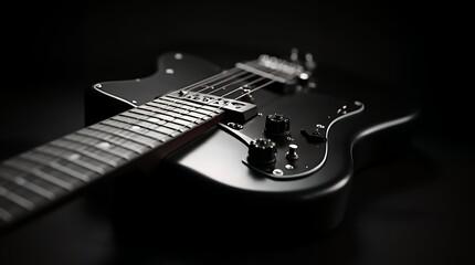 The Alluring Elegance of a Matte Black Electric Guitar in the Spotlight