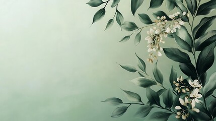 Elegant Green Leaves and Delicate White Flowers