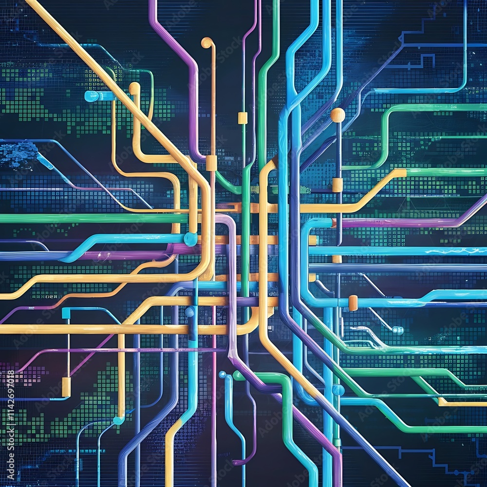 Poster abstract colorful lines vector background internet big data and technology connections concept abstr
