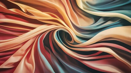 Fototapeta premium Colorful waiving textile background flowing fabric digital illustration