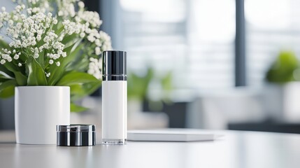 Elegant Vase Displaying a Single Flower Next to a Stylish Perfume Bottle Creating a Chic and Sophisticated Home Decor Atmosphere with Timeless Beauty