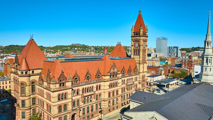 Fototapeta premium Aerial of Historic City Hall Amidst Modern Cincinnati Skyline