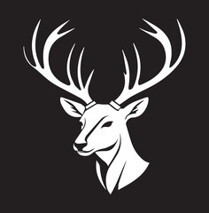 A black and white deer logo type silhouette design