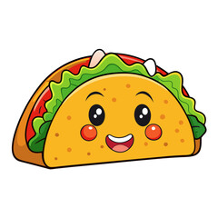 Cartoon taco character vector art illustration