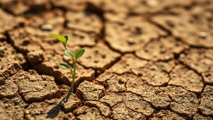 Cracked Earth Sprout, Arid Resilience, High Detail, Closeup
