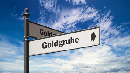 Fototapeta premium Signposts the direct way to Goldmine