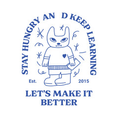 hand drawn cat character illustration t-shirt design