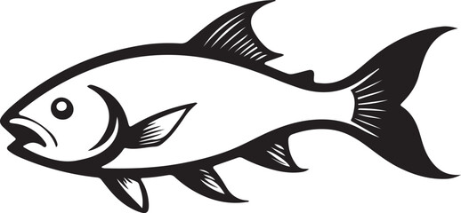 A black and white fish logo type silhouette design