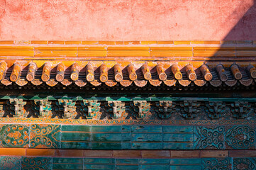 The eaves of the walls of the Forbidden City in Beijing
