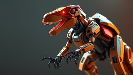 Dinosaur Mecha Velociraptor 3D Render - Futuristic Combat Robot