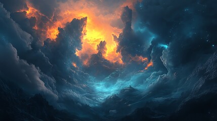 A stunning depiction of clouds illuminating the sky at dusk.