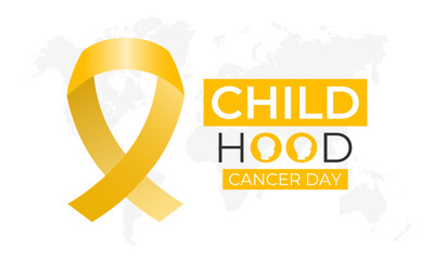 Vector graphic of International Childhood Cancer day is observed every year on February 15. Realistic ribbon with child and stethoscope Banner poster, flyer and background design. Vector illustration.