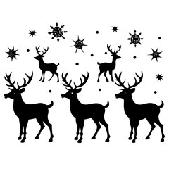 christmas silhouette vector of a collection of deer