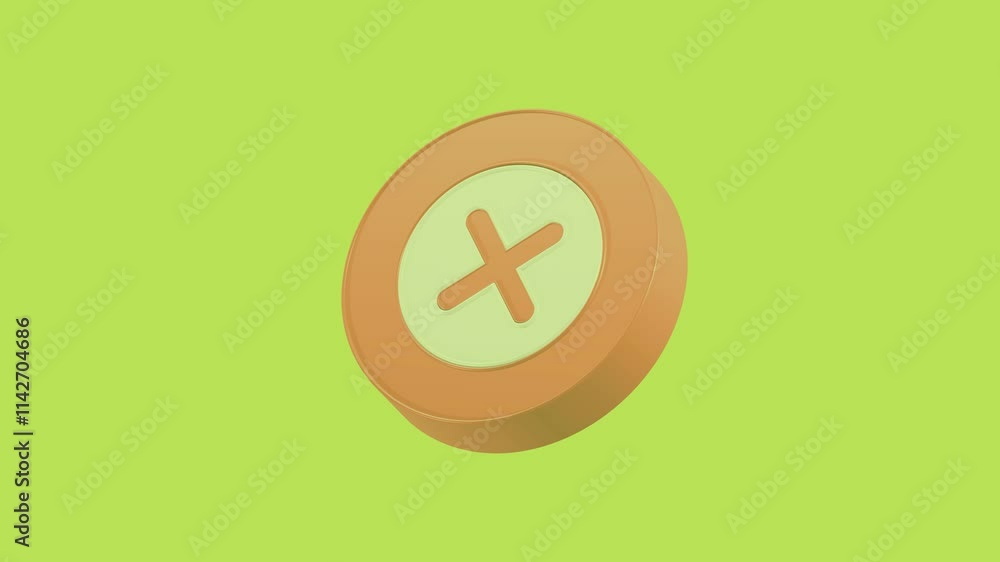 Poster cross sign animated on a circle. close icon, delete icon, close button icon animation