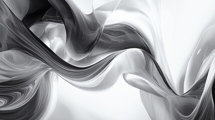 Abstract black and white swirl design with fluid motion and flow.