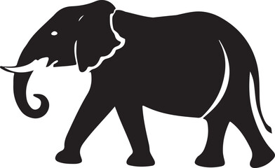 A black and white elephant logo type silhouette design