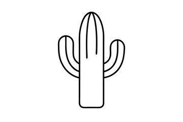 Cactus Line Icon Vector Illustration on White Background
