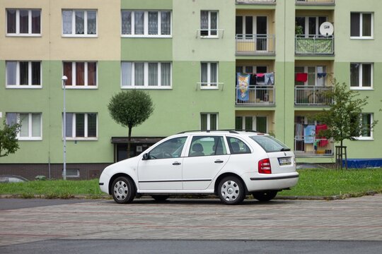 Czech Skoda Fabia Combi estate car parked on street