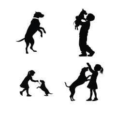 dog set line art silhouette vector white background