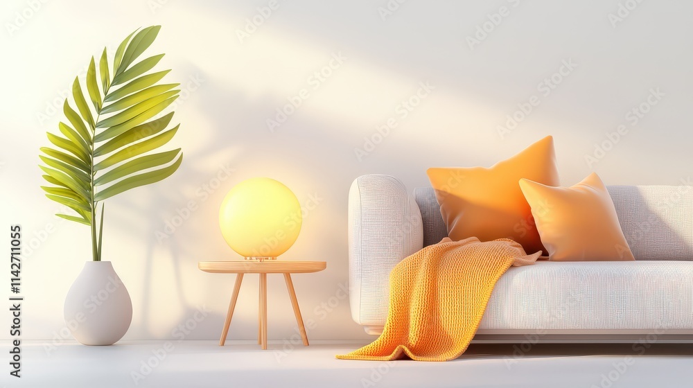 Poster a cozy corner with a sectional sofa in warm earth tones, accented by a soft throw blanket and a side
