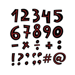 A Set of Colorful and Vibrant Graphic Numerals and Symbols Featuring Various Designs and Styles