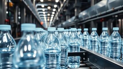 Plastic Water Bottles Filling Conveyor Belt - High-Quality AI Photo