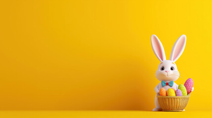 A Digital Ad For "Happy Easter" On A Social Media Platform Or A Banner For Web Design Or Print Poster Template Or Easter Promotion, With Large Copy Space.