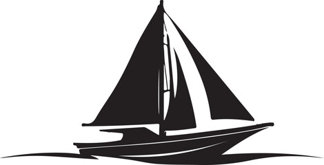A black and white boat logo type silhouette design